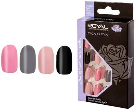 Royal - Kunstnagels - Pick n Mix - Roze Grijs Zwart - 24 Stuks