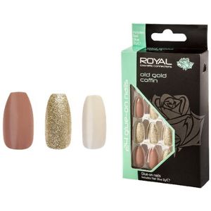 Royal - Kunstnagels - Old Gold Coffin - Wit Donkerroze Goud - 24 Stuks