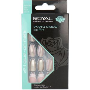 Royal - Every Cloud Coffin - Kunstnagels - 24 Stuks - Zilver Glitter