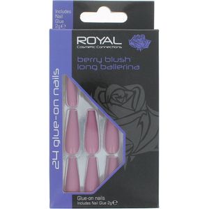 Royal 24 Long Ballerina Glue-On Nails - Berry Blush