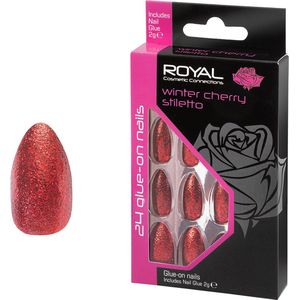 Royal 24 Stiletto Glue-On Nails - Winter Cherry