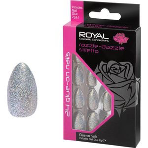 Royal 24 Stiletto Glue-On Nails - Razzle-Dazzle