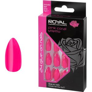 Royal - 24 Stiletto Kunstnagels - Pink Coral - Sterk