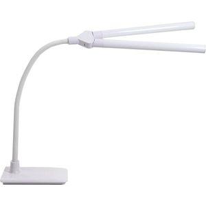 Daylight Duo Bureaulamp LED Dimbaar - Tafellamp Slaapkamer - Leeslamp - Flexibele arm - Twee lampen - Incl. voet - Wit