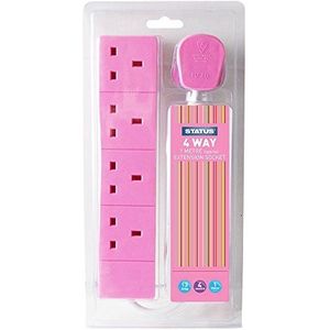 Status 1 m 4-weg kabel verlengstuk socket - roze (Pack van 1)