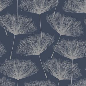 DUTCH WALLCOVERINGS Behang Fleur marineblauw en grijs