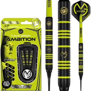 WINMAU - Michael van Gerwen MvG Ambition Black Coated Brass Soft Tip Dartpijlen - 18 gram vat/20 gram totaal gewicht