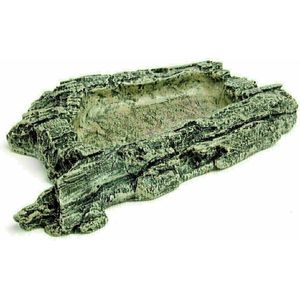 Komodo Habitat Rock Bowl, Rock Bowl voor reptielen, amfibieën, kleine dieren, reptielen voerbak, voerbak voor vivariums en terraria, zwart, klein