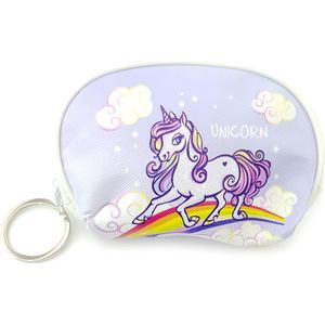 Unicorn portemonnee etui voor kinderen met rits en sleutelring - paars