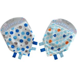 Soft Touch 2-pack Bandana Slabber Olifant + Stippen Blauw Flanel 30x30x40 Cm BB358