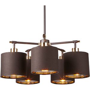 Elstead Balance - hanglamp in bruin messing met 5 lampen
