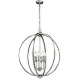 Feiss LED Pendelarmatuur Corinne | 6X E14 Max 60W | Dimbaar | Polished Nickel, Crystals