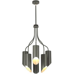 Elstead Hanglamp Quinto 6-lamps, donkergrijs/nikkel