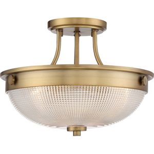 QUOIZEL Plafondlamp Mantle met glazen diffusor, oudmessing