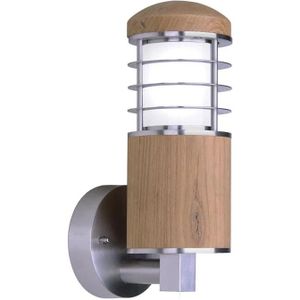 Garden Zone LED Wand Buitenlamp Poole | 1X E27 Max 40W | IP44 | Dimbaar | Teak and Stainless Steel
