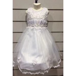 Sprookjesachtig communiekleed/feestkleed voor kinderen met hoepelrok - wit - 8 jaar