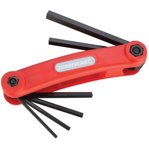 Silverline Inbus sleutelset 7-delig - staal - 2,5 t/m 10 mm - uitklapbaar - zeskantsleutels zakmes model