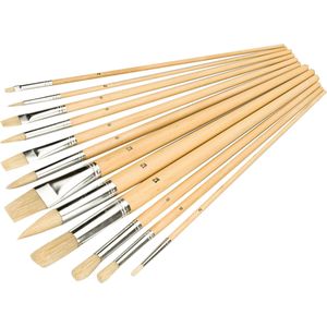 Silverline Penselen - Platte en Ronde Punten - 12 delig