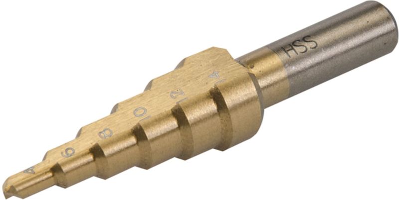 Silverline Titanium Geplateerde HSS Trapgatboor / Stappenboor / Piramideboor - 4 t/m 14 mm
