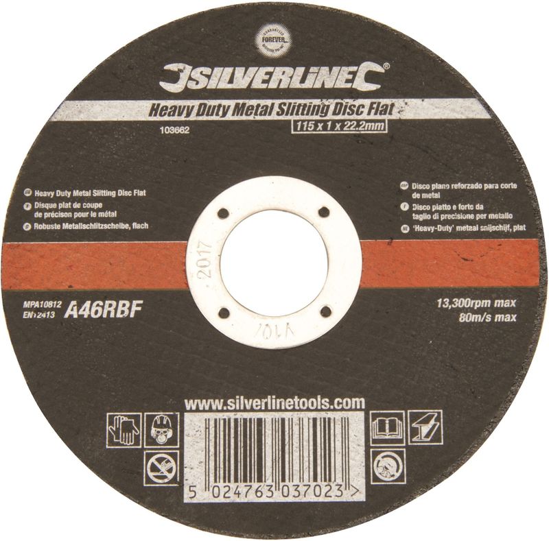 Silverline Heavy Duty metaal snijschijf - plat - Ø 115 mm - glasvezel versterkt - aluminiumoxide