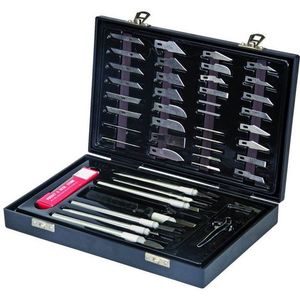 Silverline Precisie hobbymessen set - 51-delig - met opbergkoffer en slijpsteen