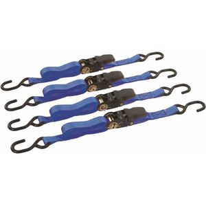 Silverline Sjorband met rubberen ratelhandvat - 4 meter - 4 stuks - capaciteit 735 kilo