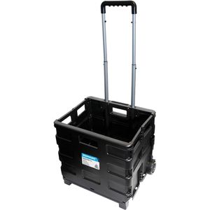 Silverline Inklapbare Trolley met Krat - Plat Opvouwbaar - Maximaal 25 Kilo