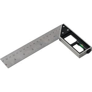 Silverline Winkelhaak met waterpas - 150 mm - gietaluminium - metrische en imperiale schaalverdeling