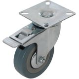 Fixman Rubberen zwenkwiel met rem - Ø 75 mm - Maximale belasting 50 kg - Grijs