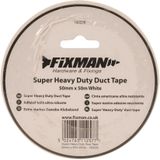 Fixman Super Heavy Duty Duct Tape - Sterk, water- en weerbestendig - 50 mm x 50 m - Wit