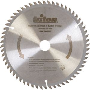 Triton Invalcirkelzaagblad - Ø 165 mm - 60 tands - TCT - 20 mm asgat