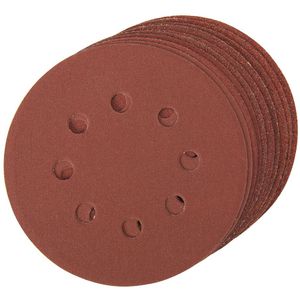 Silverline 479349 Klittenbandslijpschijven, geperforeerd, 125 mm, 10-delige set 4 x 60, 2 x 80, 120, 240 korrel