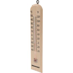 Silverline Hout Thermometer - Meetbereik - 40 Graden tot  50 Graden