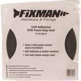 Fixman Tochtstrip - tochtwering - zwart - zelfklevend - I-profiel - 10,5 meter - 3 tot 8 mm