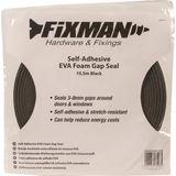 Fixman Tochtstrip - tochtwering - zwart - zelfklevend - I-profiel - 10,5 meter - 3 tot 8 mm