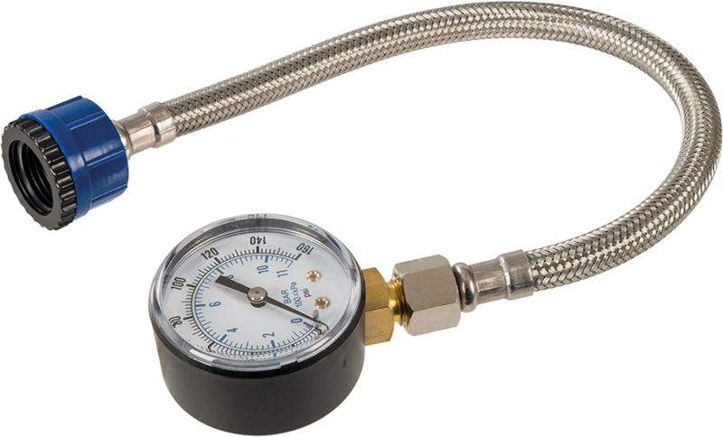 Silverline 482913 waterdrukmeter met roestvrijstalen slang 0-11 bar goud Single goud