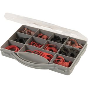 Fixman Assortiment vezel en rubberen afdichtingsringen - 280-delig - met handige opbergkoffer
