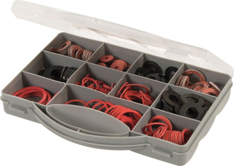 Fixman Assortiment vezel en rubberen afdichtingsringen - 280-delig - met handige opbergkoffer