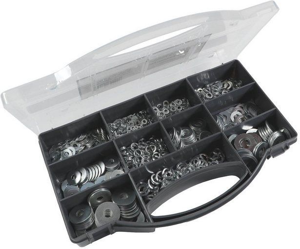 Fixman Assortiment sluitringen - roestbestendig - 1000-delig - met opbergkoffer