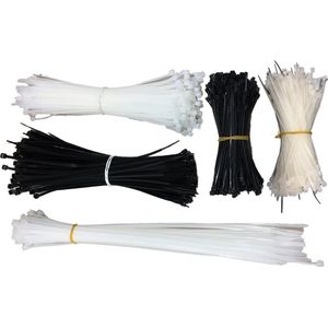 Fixman Nylon tie wraps - diverse maten - 1000 stuks - zwart en wit - temperatuurbestendig