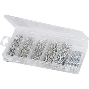 Fixman Assortiment R-clips - 150 stuks - zink-geplateerd staal - diverse maten - met opbergkoffer