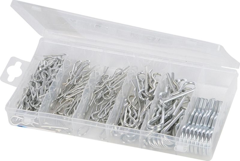 Fixman Assortiment R-clips - 150 stuks - zink-geplateerd staal - diverse maten - met opbergkoffer