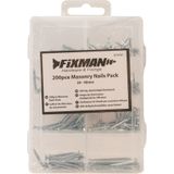 Fixman Assortimentbox betonspijkers - gehard staal - zink-geplateerd - 200 stuks - 20-40 mm