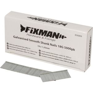 Fixman Gegalvaniseerde 18 Gauge - Tacker Spijkers - Gladde Schacht - 19 x 1.25 mm - 5000 stuks