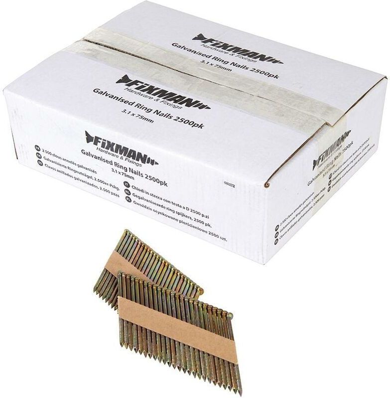 Fixman Gegalvaniseerde Ring Spijker - 2500 Stuks 3,1 X 75 MM