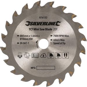 Silverline 876132 mini TCT Cirkelzaagblad - 85 x 10 x 20T - Hout