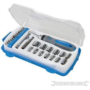 Silverline - Doppenset en Bitset - 28-delig - Soft-Grip Handvat - Opbergkoffer