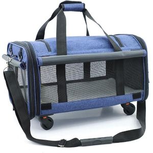 LDLC QS-019 Hauling Universal Wheel Large-capacity Pet Carrier Bag  Size: M(Denim Blue)