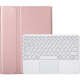 YA700B-A  Lambskin Texture Voltage Round Keycap Bluetooth Keyboard Leather Case with Touchpad For Samsung Galaxy Tab S8 11 inch SM-X700 / SM-X706 & S7 11 inch SM-X700 / SM-T875(Rose Gold)