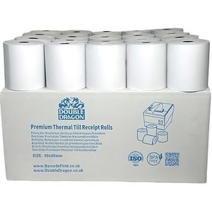 Double Dragon Premium BPA-vrij thermisch papier van hoge kwaliteit, 80mm x 80mm voor POS-bonprinters, milieuvriendelijk en vlekbestendig (Verpakking van 5)